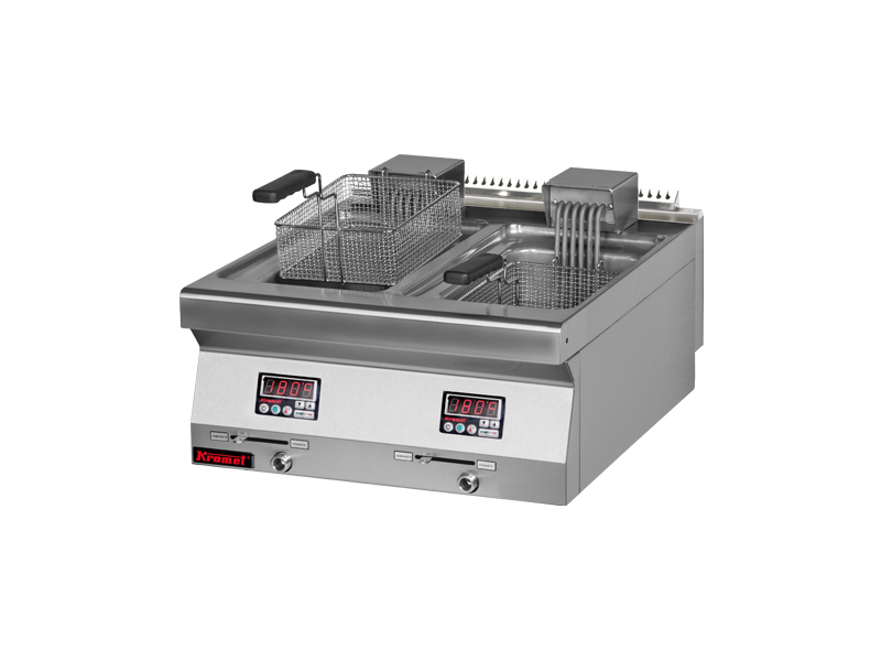 FRYTKOWNICA ELEKTRYCZNA NASTAWNA DWUKOMOROWA KROMET 8+8L 700.FE-2x10f