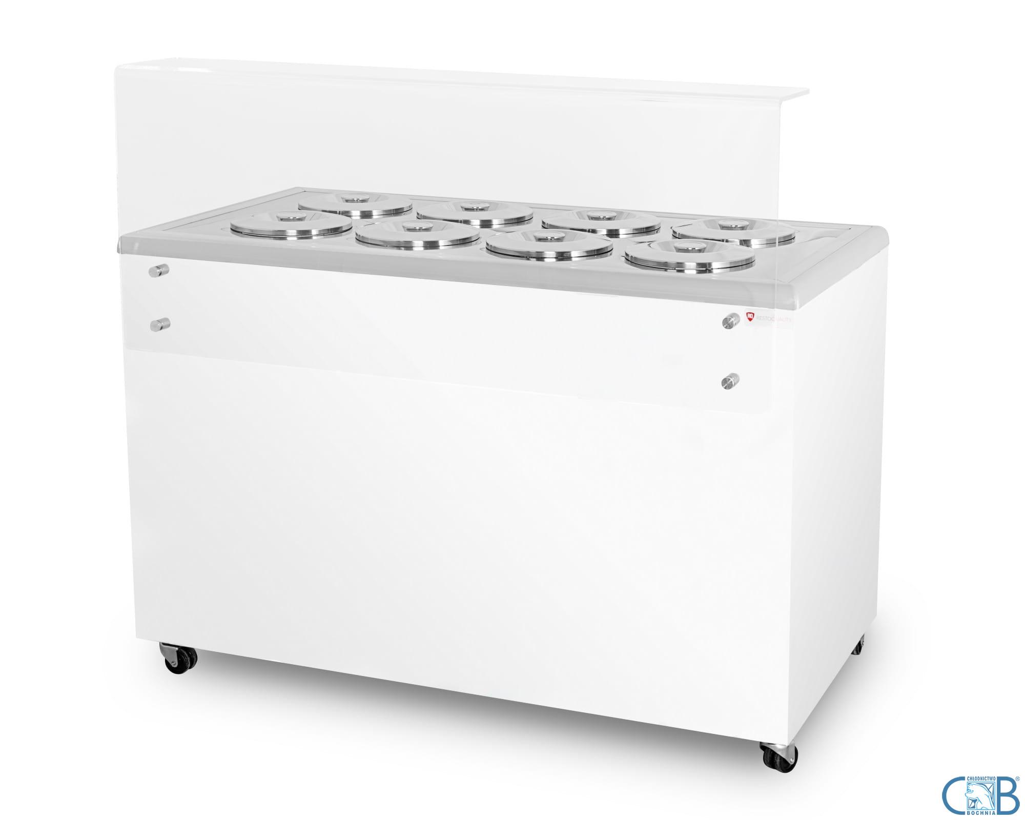 Dystrybutor do lodów | witryna do lodów | konserwator | retro | 8 tub | okrągłe kuwety | 1283x670x895 mm | GELATO POZETTI 8